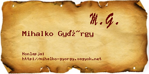 Mihalko György névjegykártya